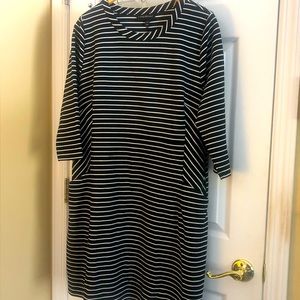 Lane Bryant Slimming Black and white striped midi dress